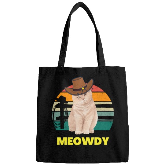 Meowdy Funny Country Music Cat Kitten In Cowboy Hat Bags