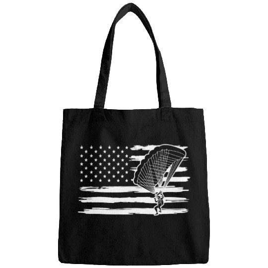 Skydiving Gift Parachuting USA Flag Background Skydiving Lover Bags