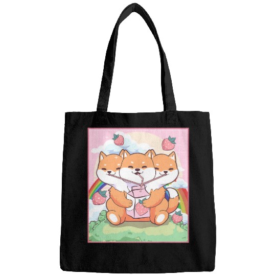 Dog Shiba Inu Kawaii Cerberus 3 Headed Dog Shiba Inu Strawberry Milk Bags