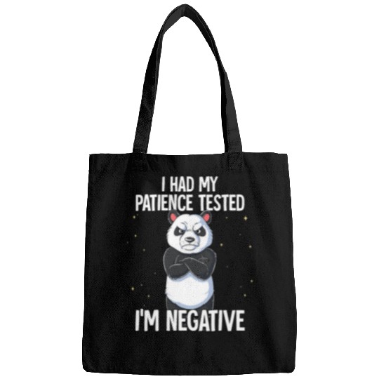 Funny Bear I Had My Patience Tested Im Negative Panda Cute Bears Bags