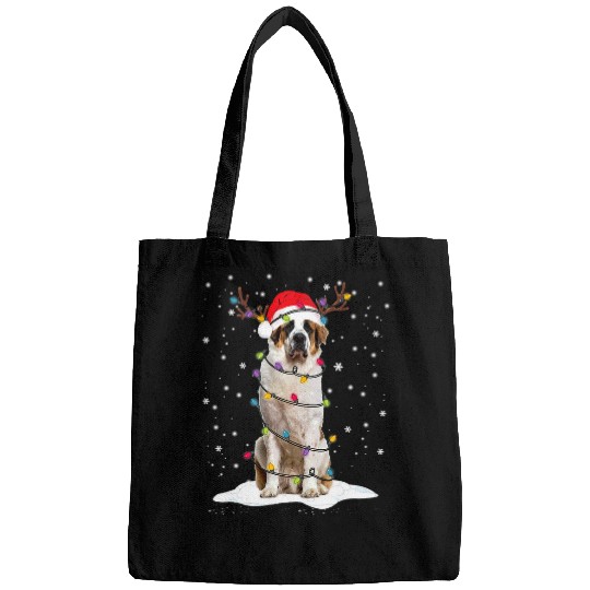 St Bernard Christmas Tree Light Pajama Dog xmass Gift Bags