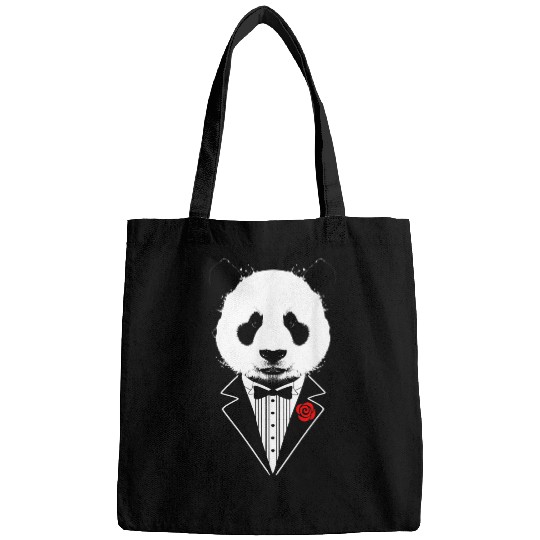 Funny Bear Tuxedo Panda With Black Tie Kawaii Panda Lovers Cute Bears Bags