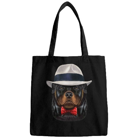 Dog Rottweiler wearing Fedora Hat Bags