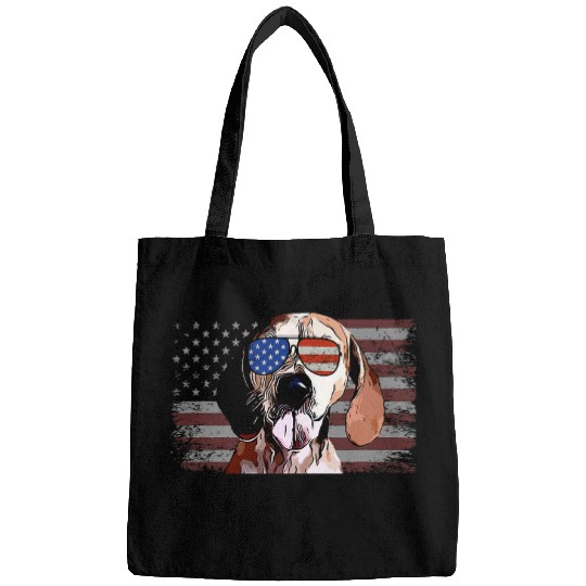 American English Coonhound Dog July 4th Retro USA American F Bags