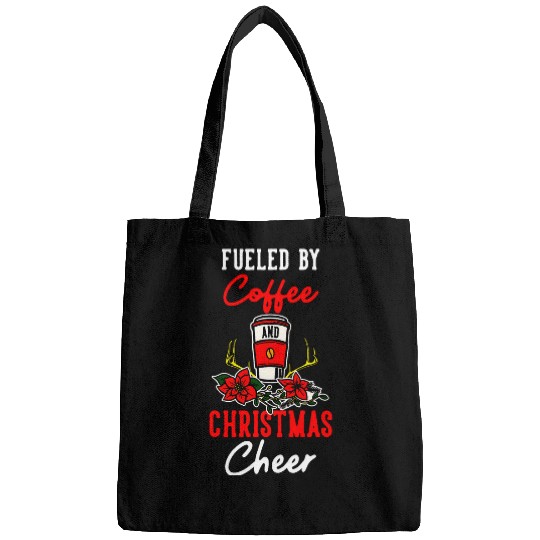 Fueled by Christmas Coffee Cheer Merry Holidays Art Quote Bags
