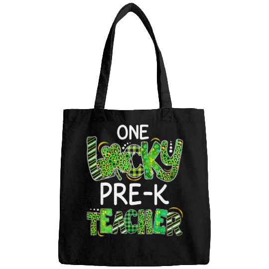 Teacher Job One Lucky Pre K Teacher Shamrock Leopard Plaid Patricks Day Bags
