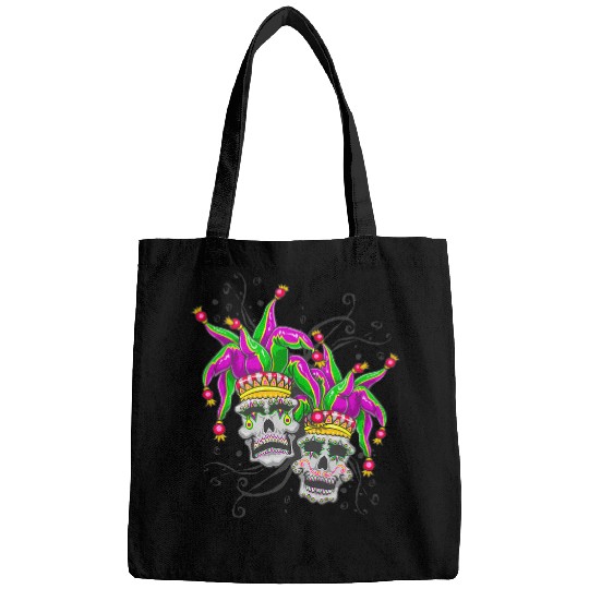 Skeletons Skulls Jester Comedy Tragedy Skulls Mardi Gras VooDoo Skull Bags