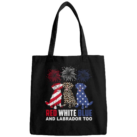 Labrador Lab Dog Red White Blue Labrador Too Funny Dog 4th Of July Bags
