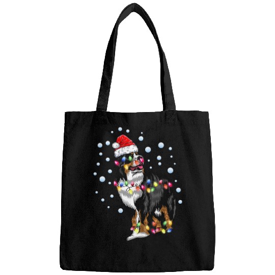 Funny Cute St Bernard Dog Christmas Light Hat Puppy Lover Bags
