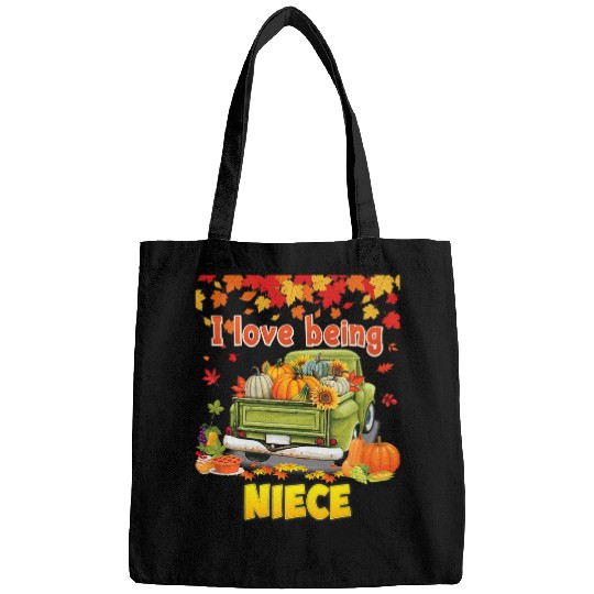 I Love Being A Niece Pumpkin Truck Fall Tree Thanksgiving77 Bags