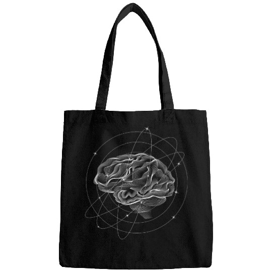 Brain With Stars Abtract Artwork Cosmos Space Mind Orbit Bags