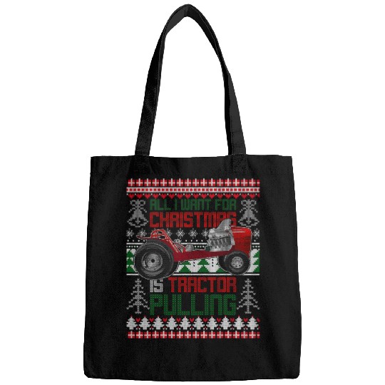 Tractor driving Christmas Tractor Pulling Tractorpulling Ugly xmass Sweater Bags