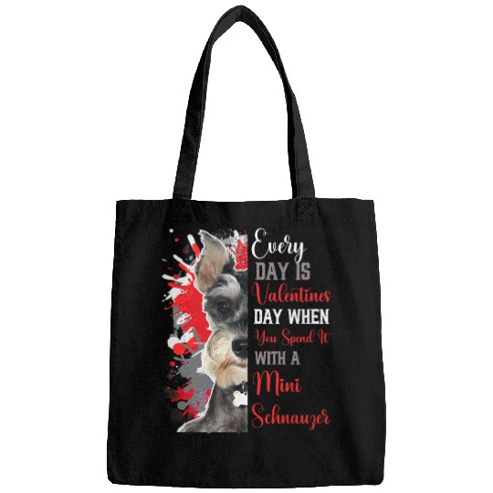 Dog Schnauzer Womens Valentines Day Mini Schnauzer Mom Mother Doggy Mum Mummy Bags