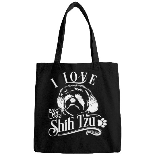 I Love My Shih Tzu I Cute Animal Pet Paw Dog Lover Bags