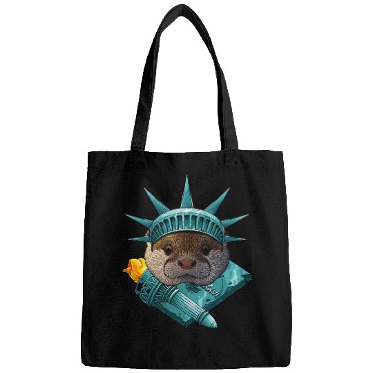 Otters Statue Of Liberty Otter 4th Of July Animal USA America Bags