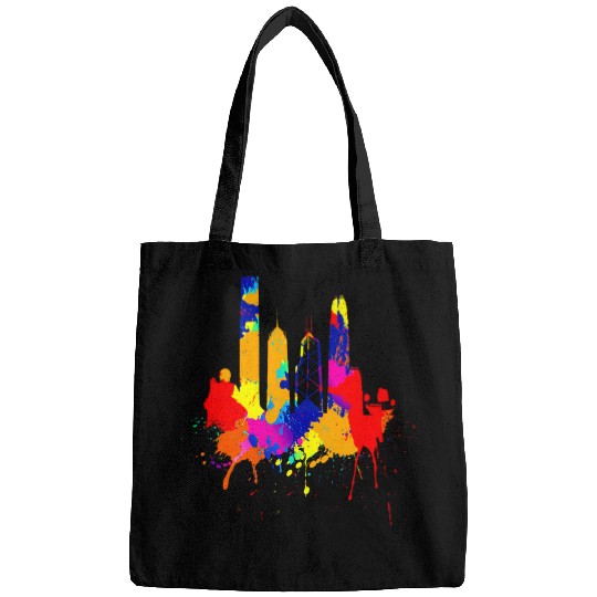 Hong Kong Skyline Asia Colored Painting Art Love Hong Kong Bags