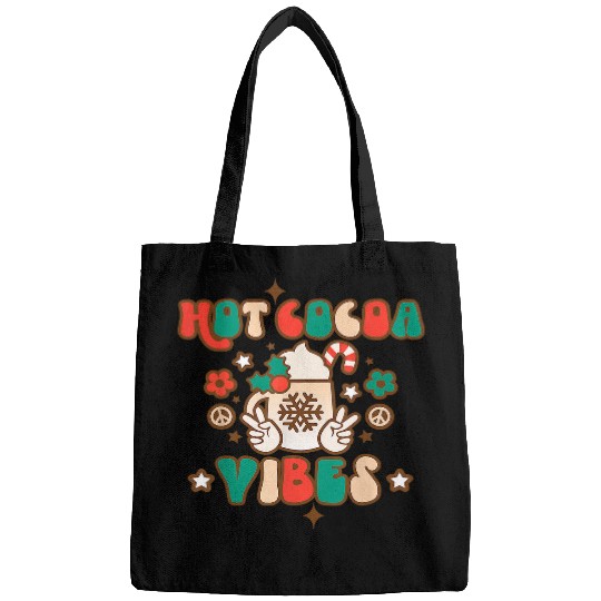 Retro Hot Cocoa Vibes Merry Christmas Funny Christmas 582 Bags