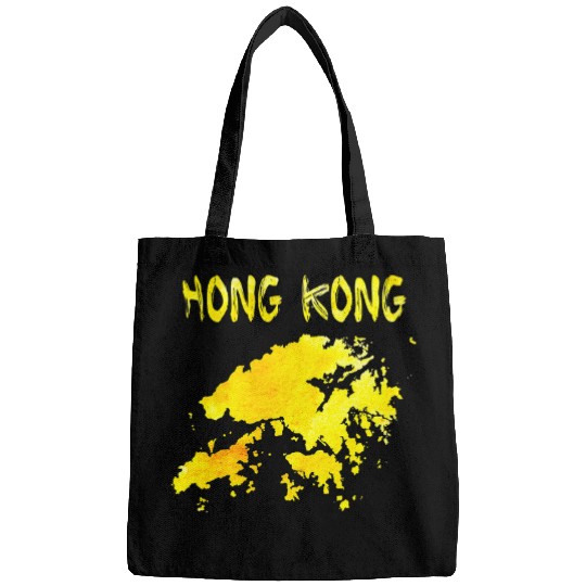 Map of Hong Kong Colorful map Watercolor illustration Bags