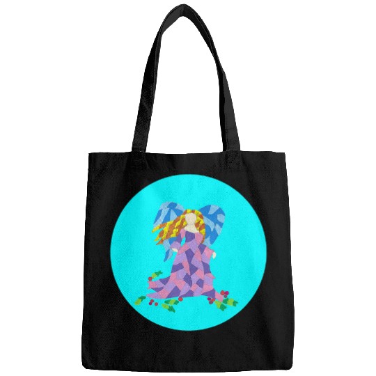 Colorful Angel on Top of a Light Blue Background Bags