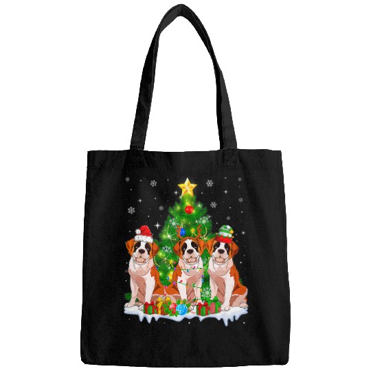 Funny Bernard Dog Reindeer Christmas Light Dog Lover Bags