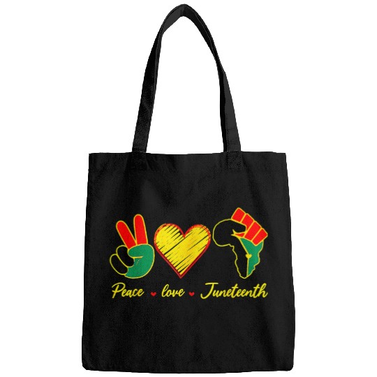 Peace Love Juneteenth Black History Month Afro African Pride Bags