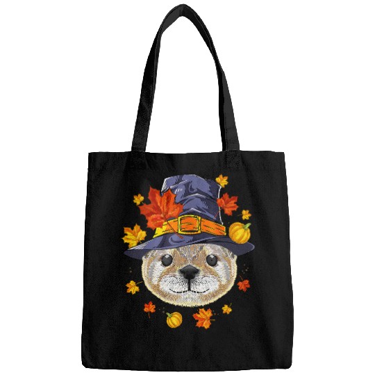 Otters Pilgrim Otter Face Maple Leaf Fall Vibes Thanksgiving Day 525 Bags