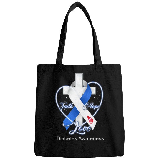 cross faith hope love diabetess awareness Bags