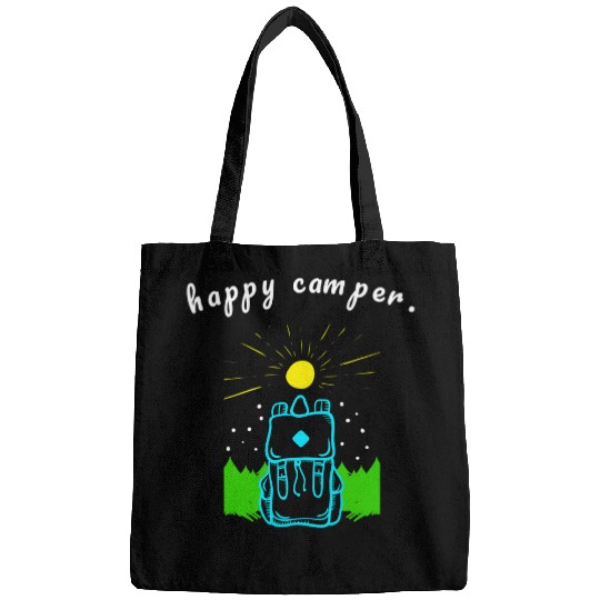 Happy Camper Quote Hiking Wanderlust Mountain Camping Bags