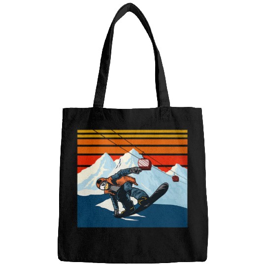 Skiing Ski vintages Retro Snowboarding Funny Snowboarder Lover Family Bags