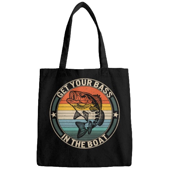 Fishing Get Your Bass On The Boat Fishing Bass Fish LoverFisherman Aquatic Animals 3 Fisher Hook Fisher Bags
