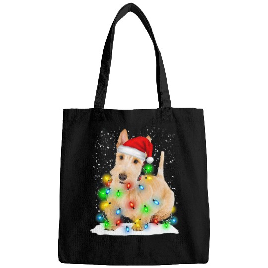 Dog Scottish Terrier Santa Scottish Terrier Christmas Light Pajama Dog Xmas Bags