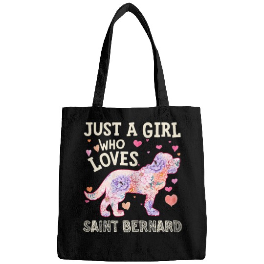 Dog Saint Bernard Womens Just A Girl Who Loves Saint Bernard Dog Flower Bags