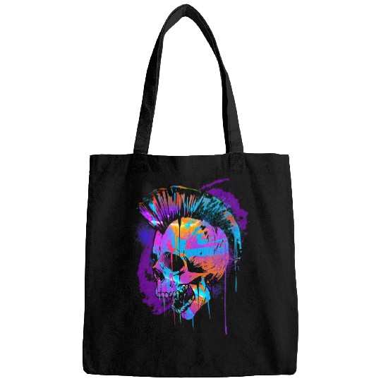 Skeletons Skulls Pop Art Mohawk Skull Punk Rock Band Heavy Metal Rocker Goth Skull Bags