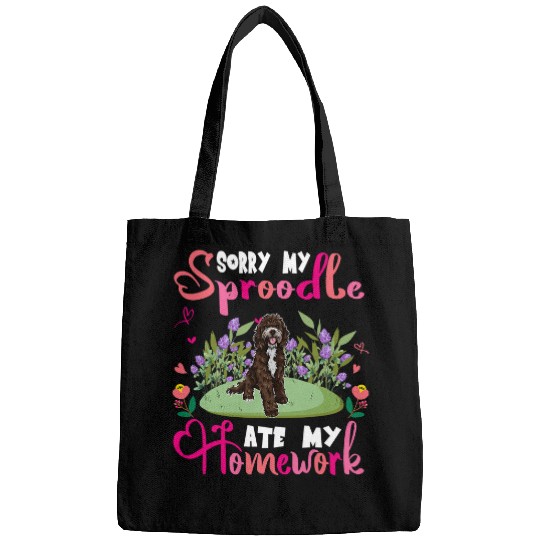 Sorry My Sproodle Ate My Homework Floral Dog Cute Student Bags