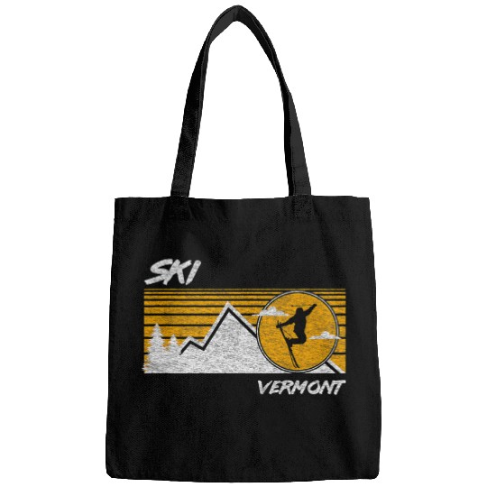 Skiing Ski Vermont Retro Distressed Skiing Tee Bags
