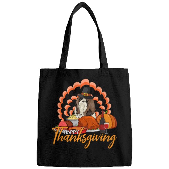 Turkey Shih Tzu Funny Wines Thanksgiving Gifts Bags