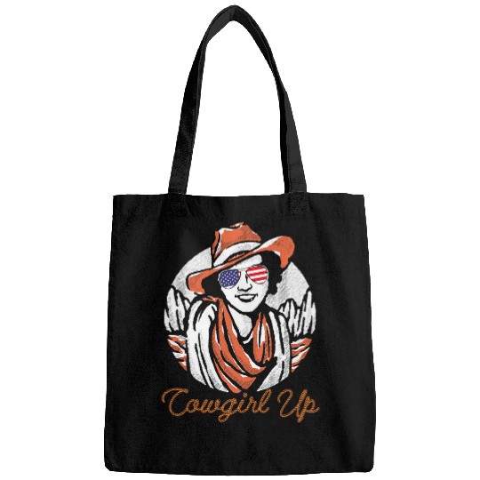 Cowgirls Horse Riding Country Howdy Western US American Flag Bags