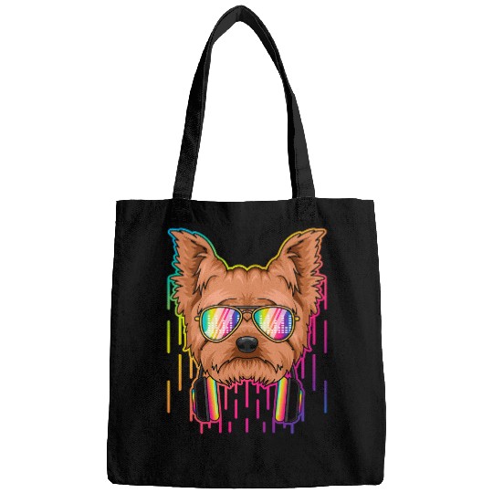 Yorkshire Terrier Music Yorkshire Terrier Dj With Headphones Musical Dog Lover 34 Yorkie Bags
