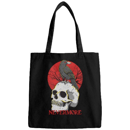 Skeletons Skulls Nevermore Gothic Crow Raven Skull Head Emo Punk Bird Lover 539 Skull Bags