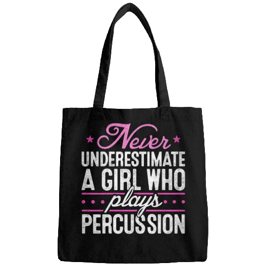 Drums Drummer Womens Never Underestimate A Girl With Drums Drumming Rock Band Drums Bags