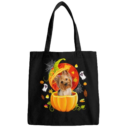Yorkshire Terrier Witch Pumpkin Halloween Dog Lover Funny 8 Yorkie Bags