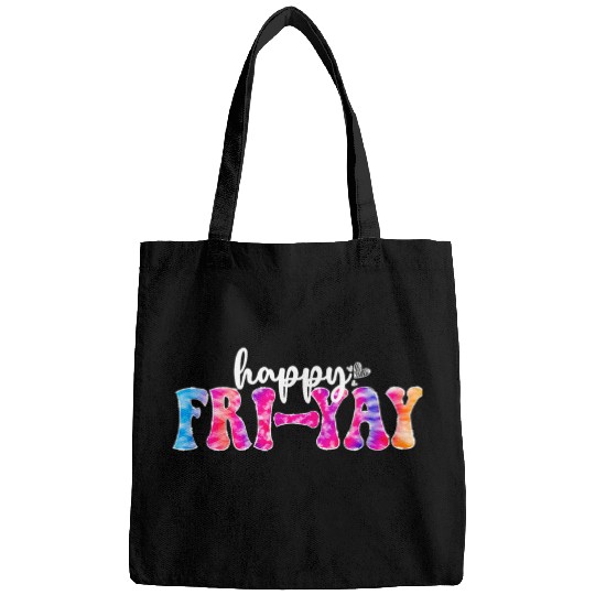 FriYay Tie Dye Funny Groovy Teachers Weekend Vacation Cute Bags