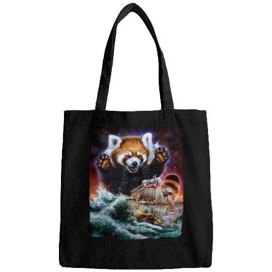 Funny Bear Monster Red Panda as Kraken Attack a wars Ship at High Seas 3 Cute Bears Bags