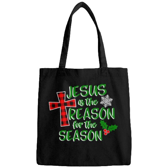 Christian Jesus Is The Reason For The Season Plaid Christmas Cross 245 Bibble Jesus Christ Bags