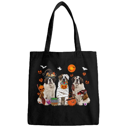 Three St Bernard Dogs Witch Scary Mummy Halloween Zombie 2 Bags