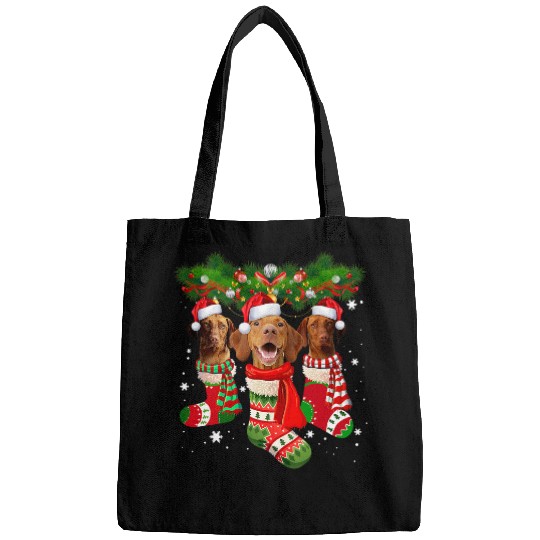 Dog Vizsla Cute In Socks Christmas Santa Hat xmass Dog Pajama Bags