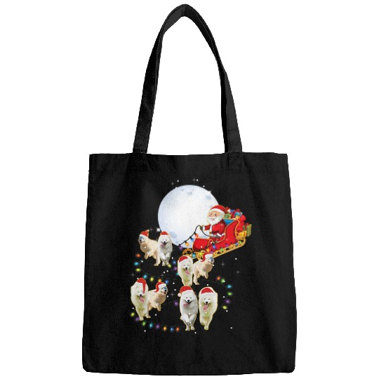 Pug Lover Samoyed Christmas Santa Sleigh Funny Lover xmass Pugs Dog Bags