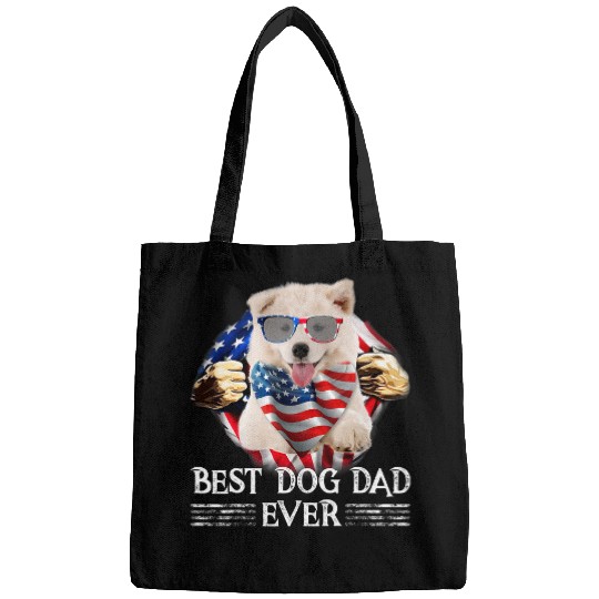 Dog Samoyed bests Samoyed Dad Ever American Flag 4th Of July Gifts Men Bags