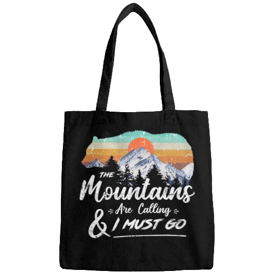 Funny Bear The Mountains are calling and i must go wild bear Sunset Cute Bears Bags