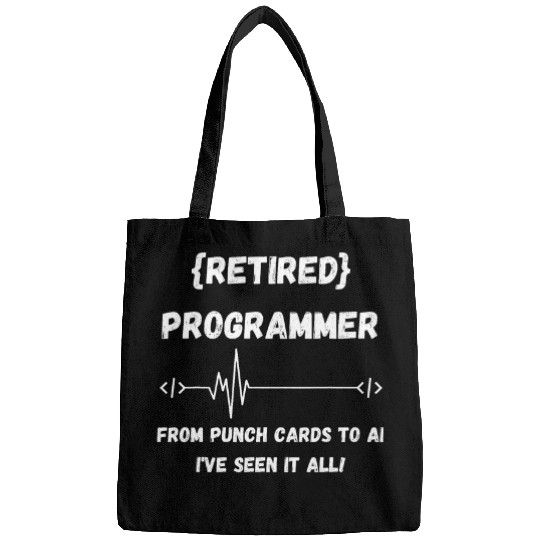 Retired Computer Programmer Coding Heartbeat Funny Bags